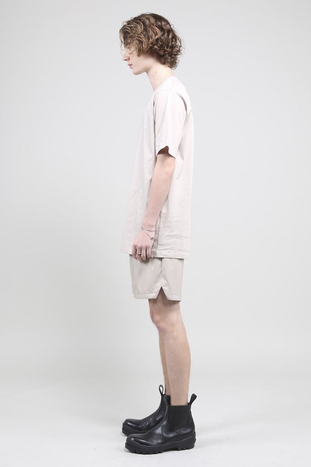 Fake Leather Basket Shorts Bisque