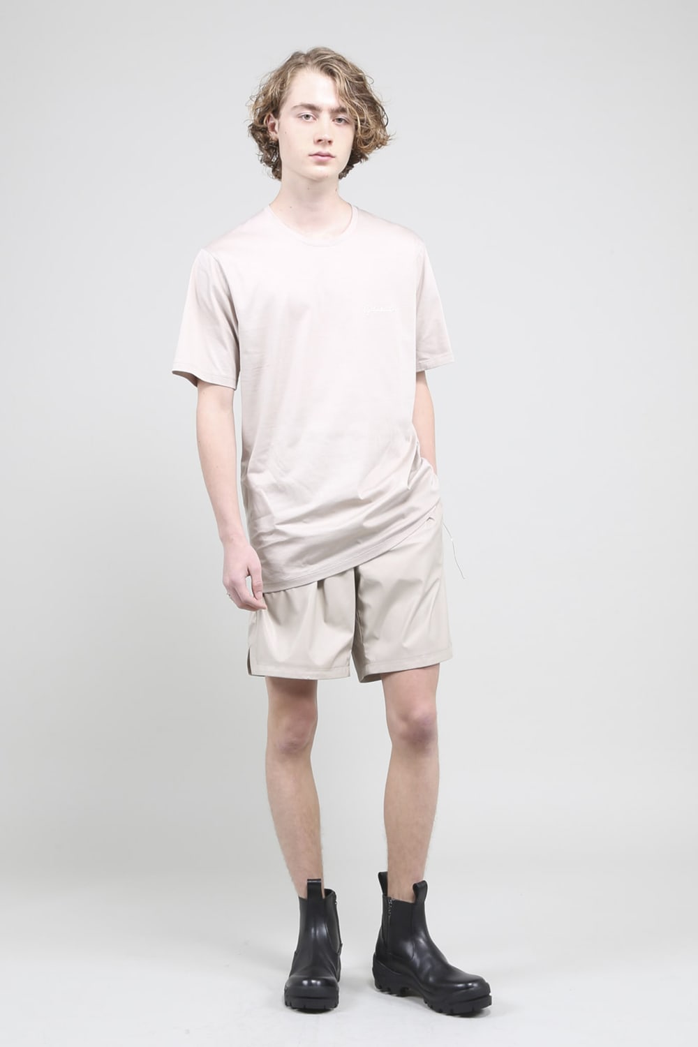 Fake Leather Basket Shorts Bisque