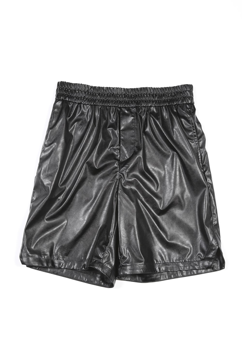 Fake Leather Basket Shorts Black