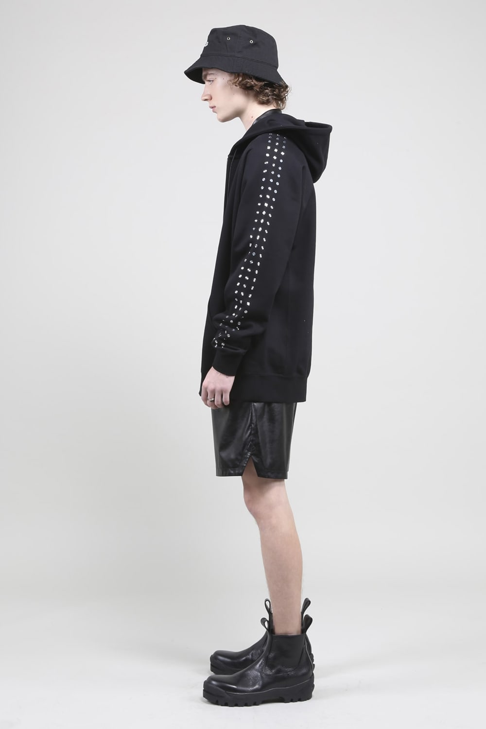 Studs Zip Up Hoodie BLACK