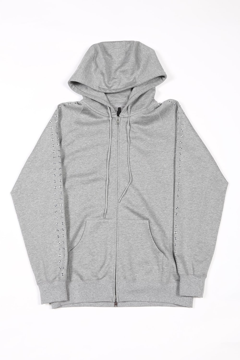 Studs Zip Up Hoodie HEATHER GRAY