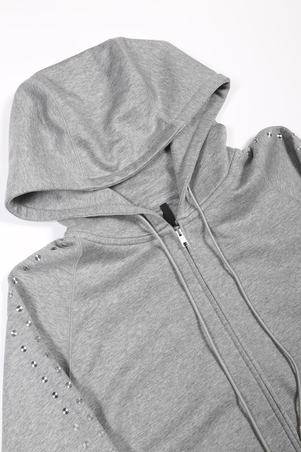 Studs Zip Up Hoodie HEATHER GRAY