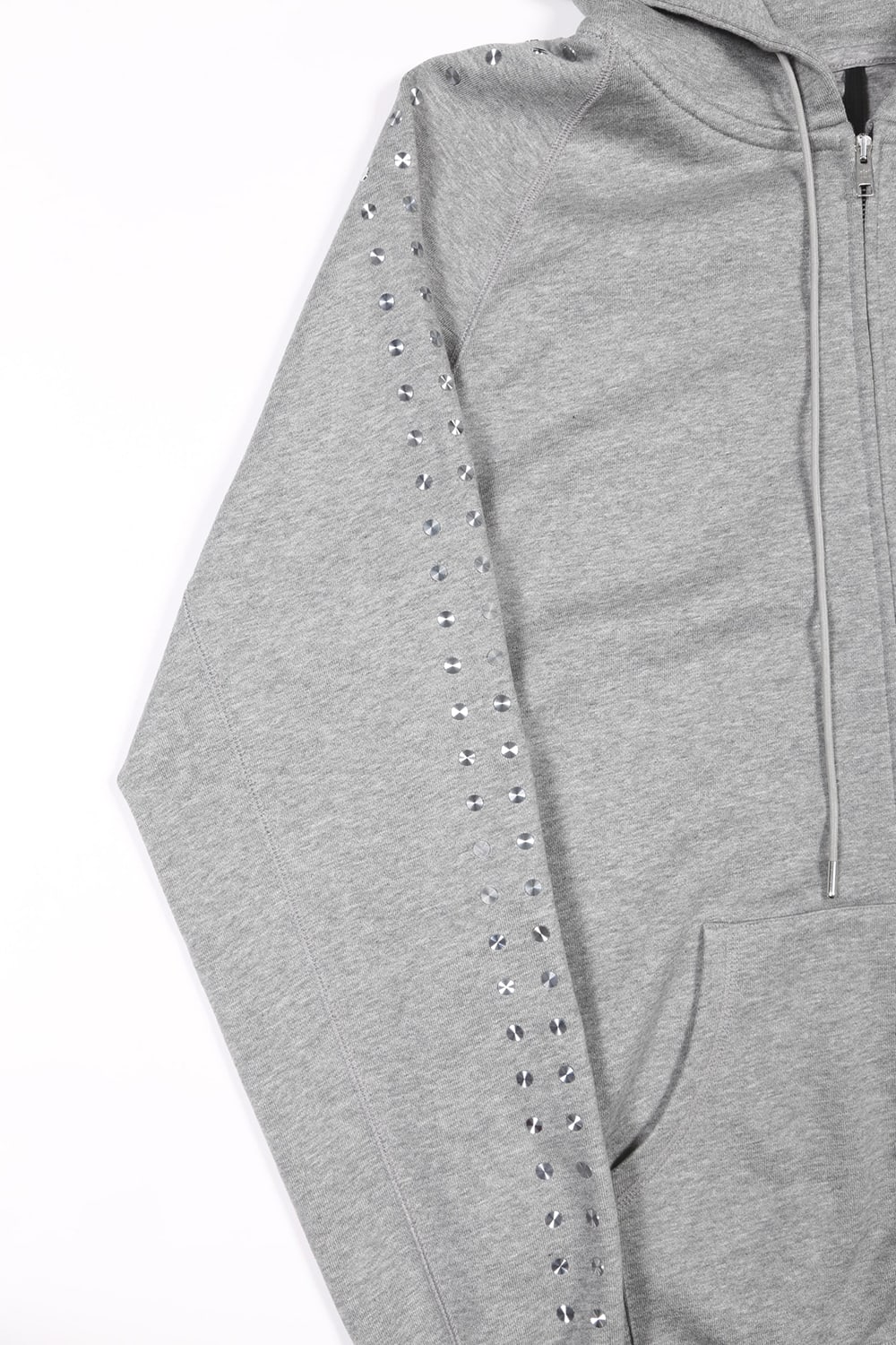 Studs Zip Up Hoodie HEATHER GRAY