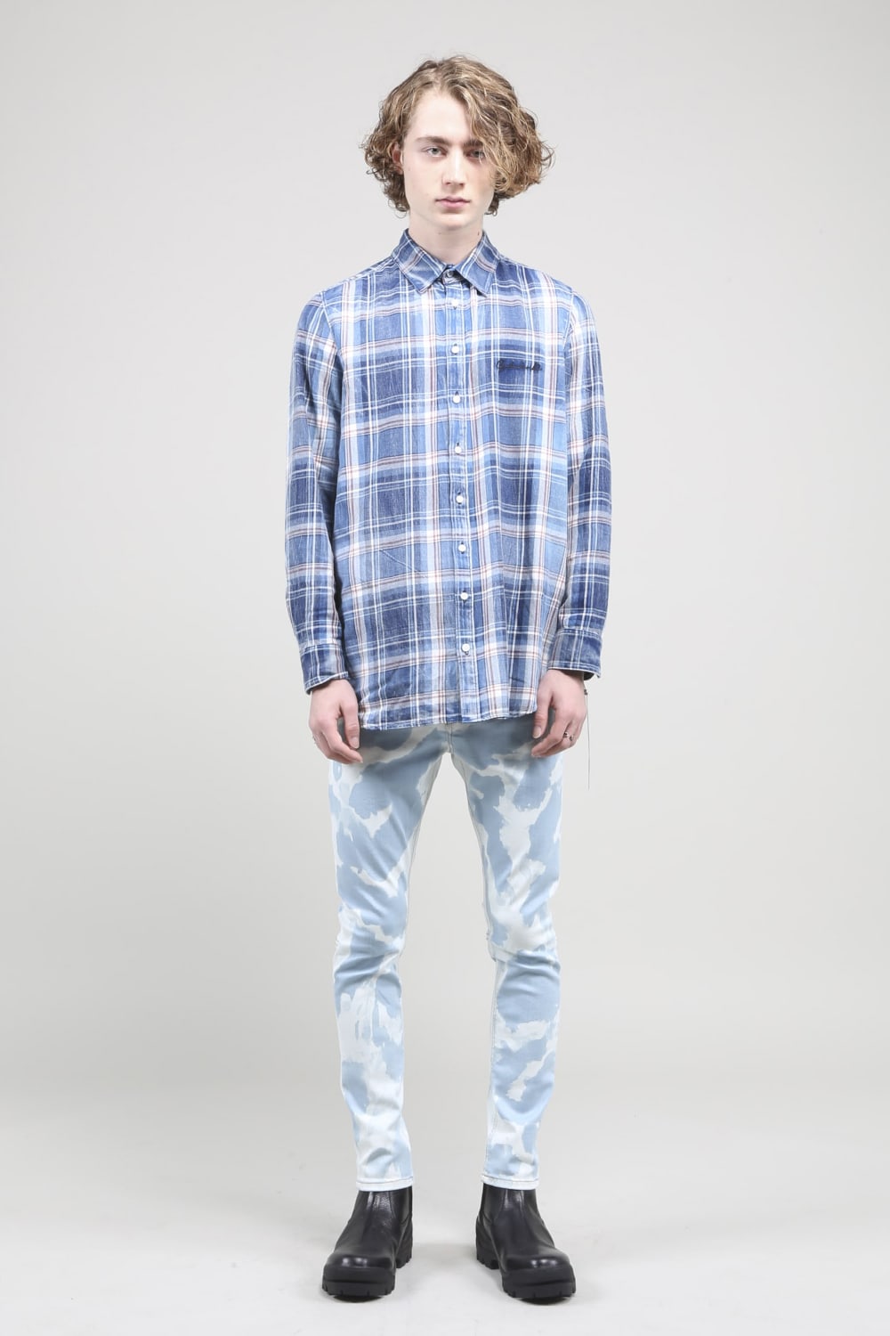 Check Shirt BLUE×OFF WHITE