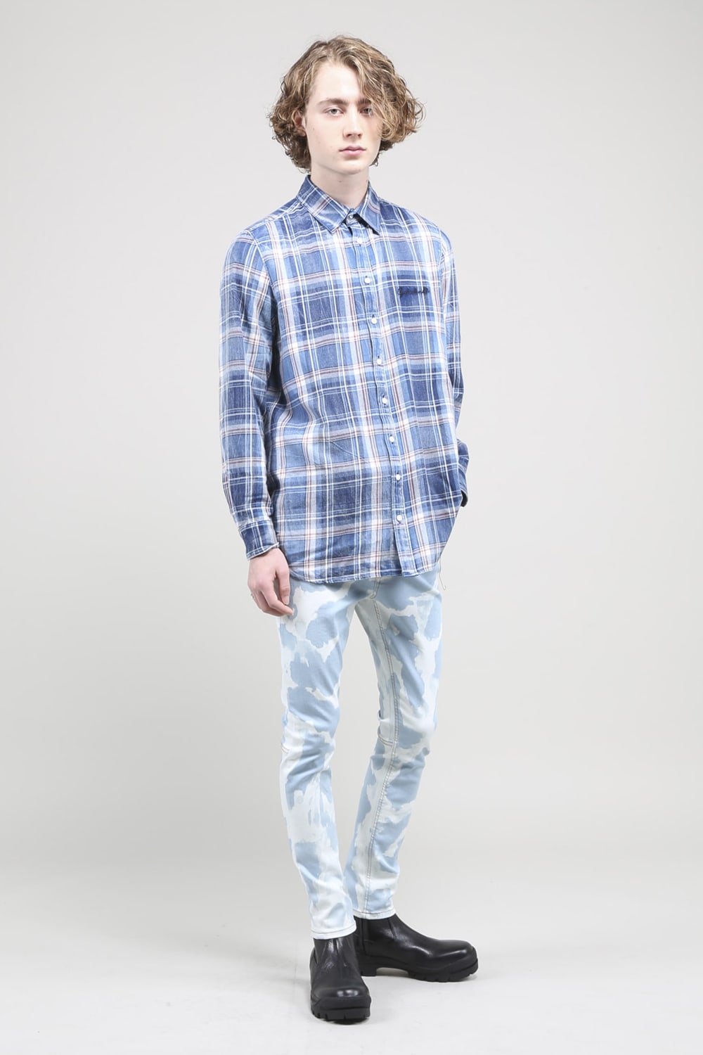 Check Shirt BLUE×OFF WHITE