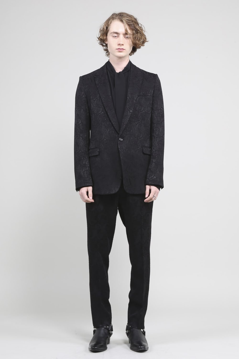 ペイズリージャガード1Bテーラードジャケット ブラック