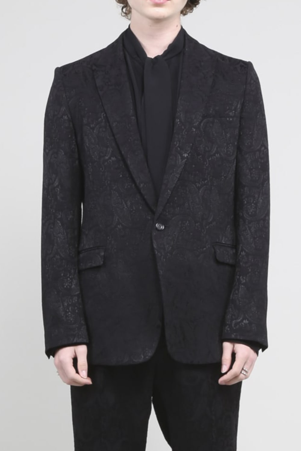 ペイズリージャガード1Bテーラードジャケット ブラック