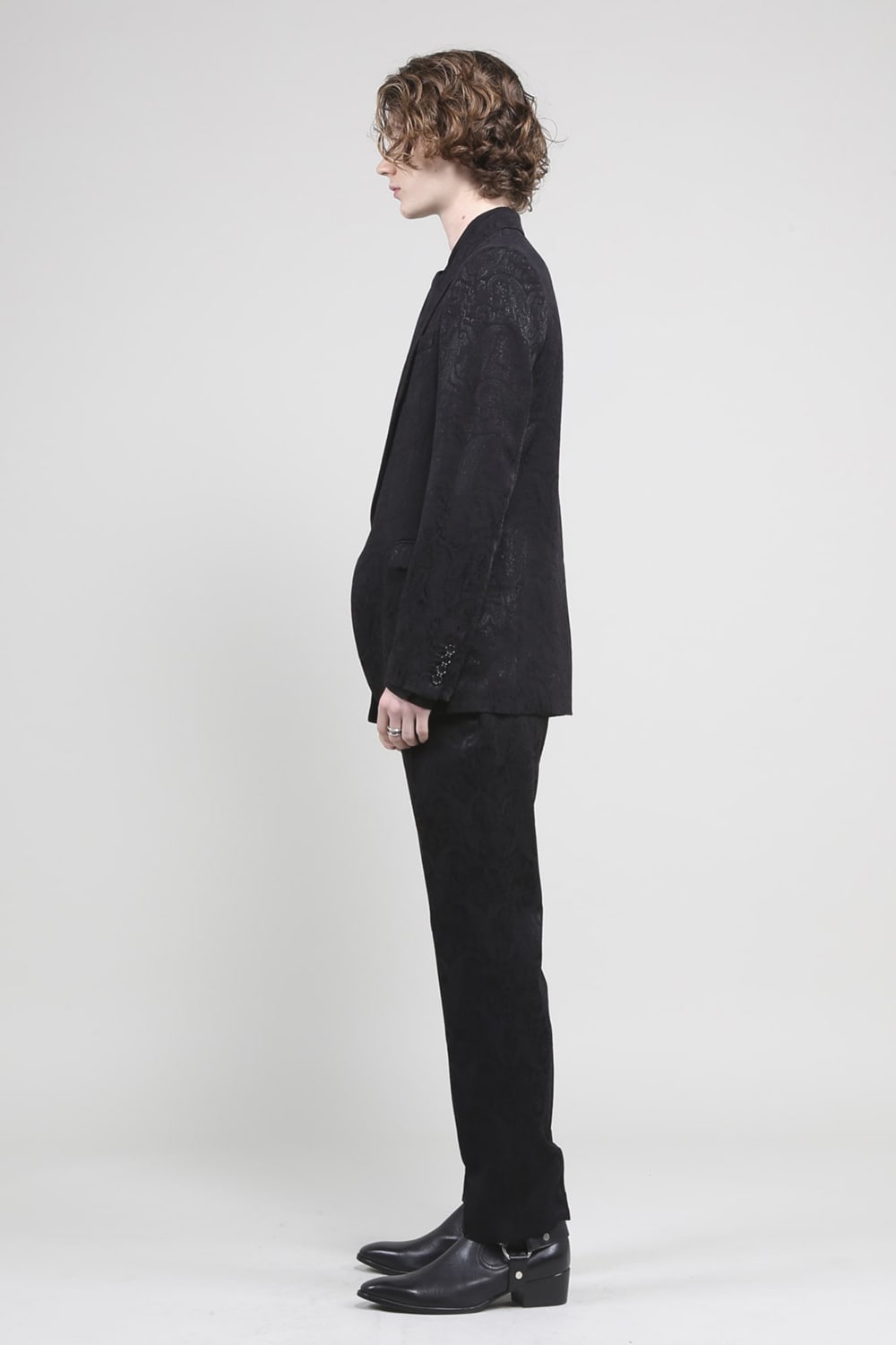 ペイズリージャガード1Bテーラードジャケット ブラック