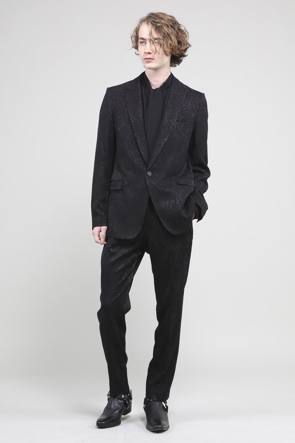 ペイズリージャガード1Bテーラードジャケット ブラック
