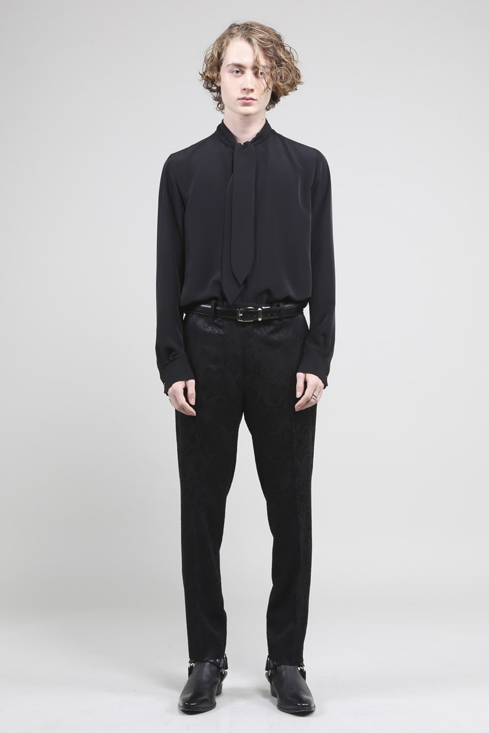 ペイズリー ジャガード パンツ ブラック