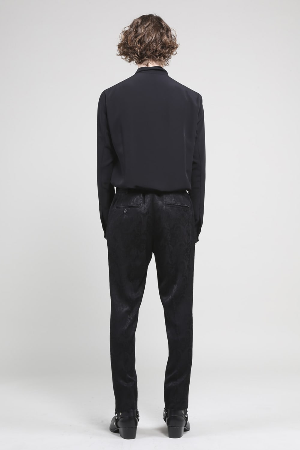 ペイズリー ジャガード パンツ ブラック