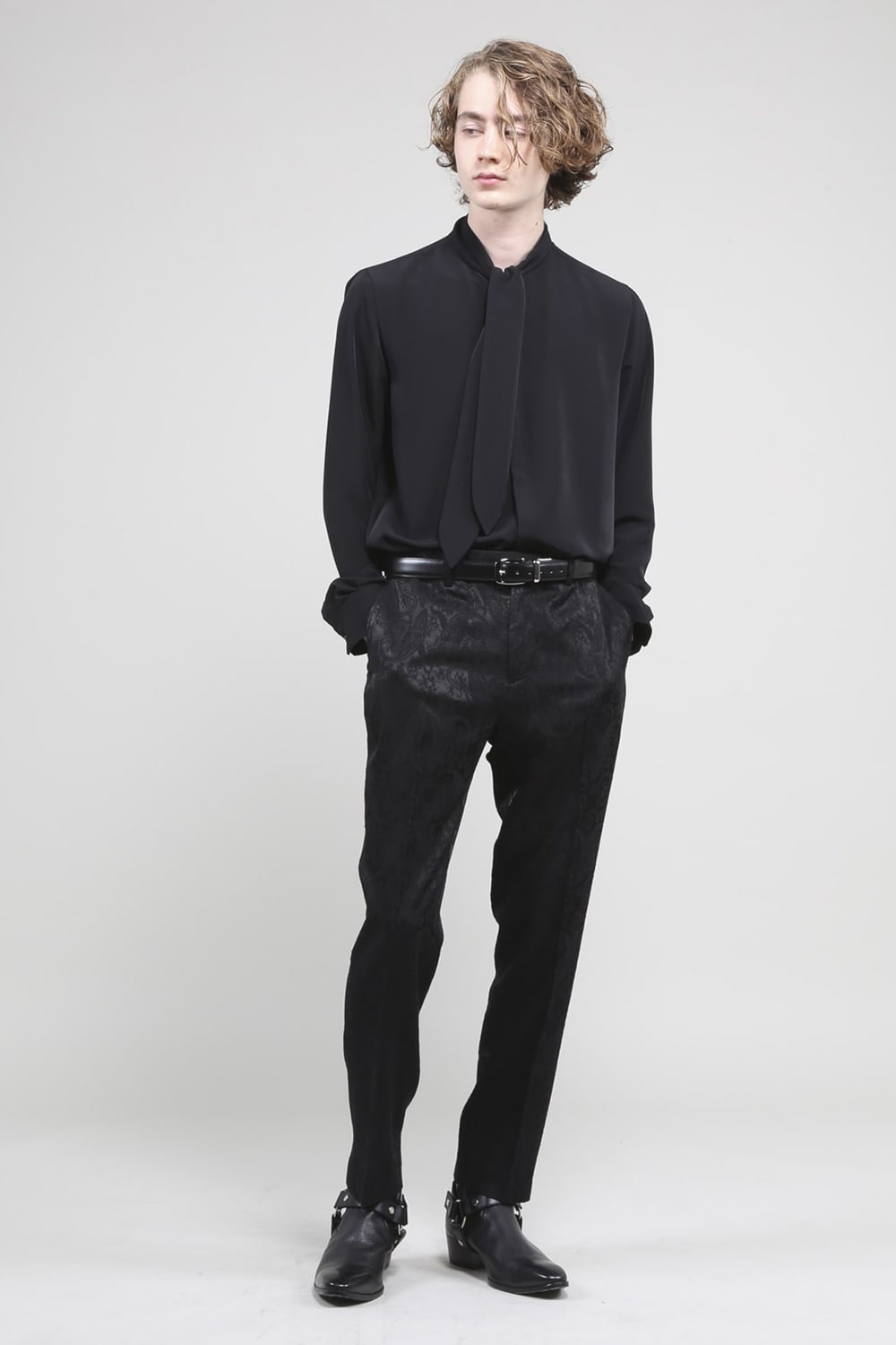 ペイズリー ジャガード パンツ ブラック