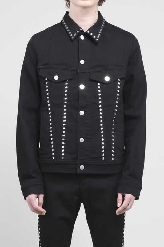 Studs Denim Jacket Black-Laser Metal