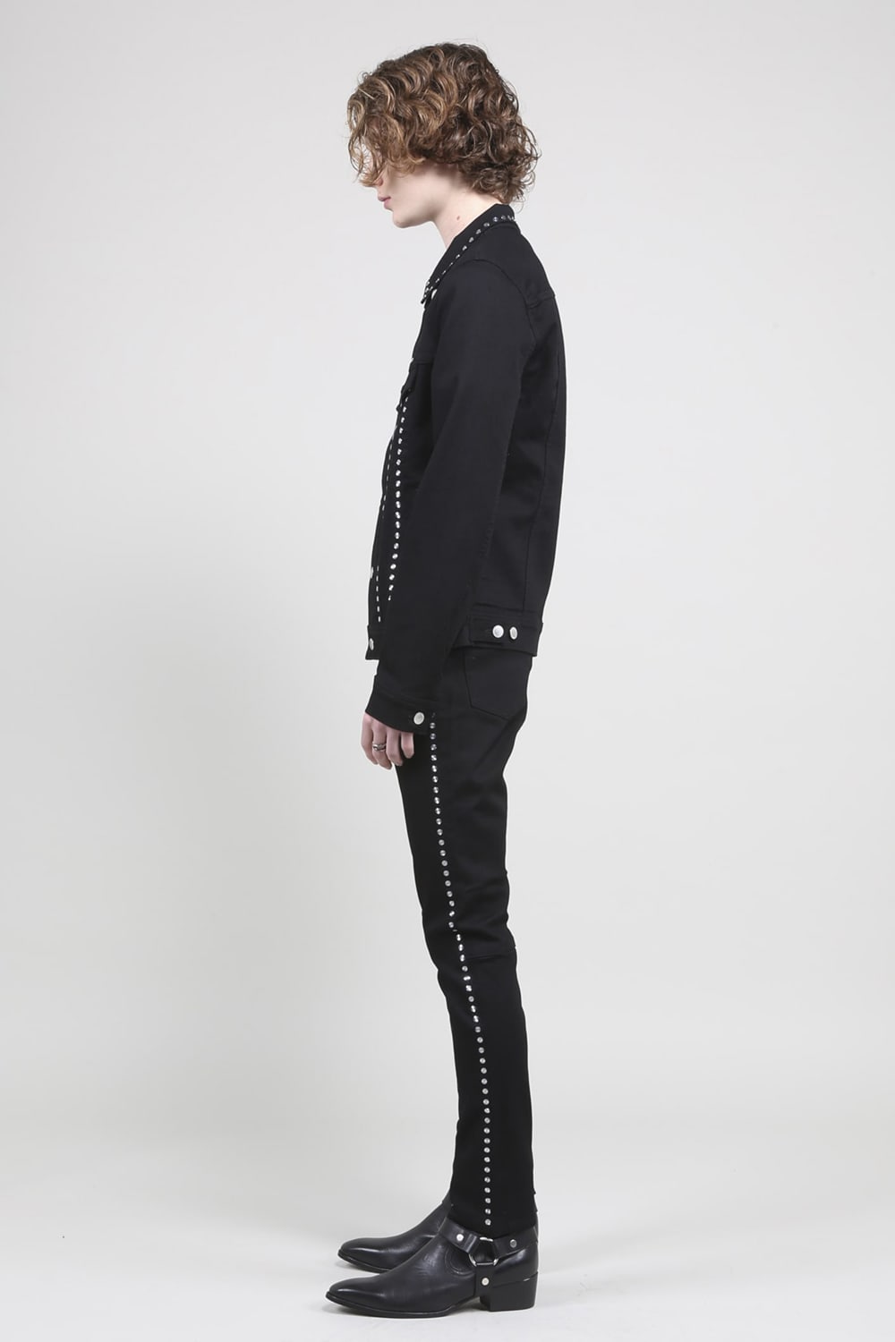 Studs Denim Jacket Black-Laser Metal