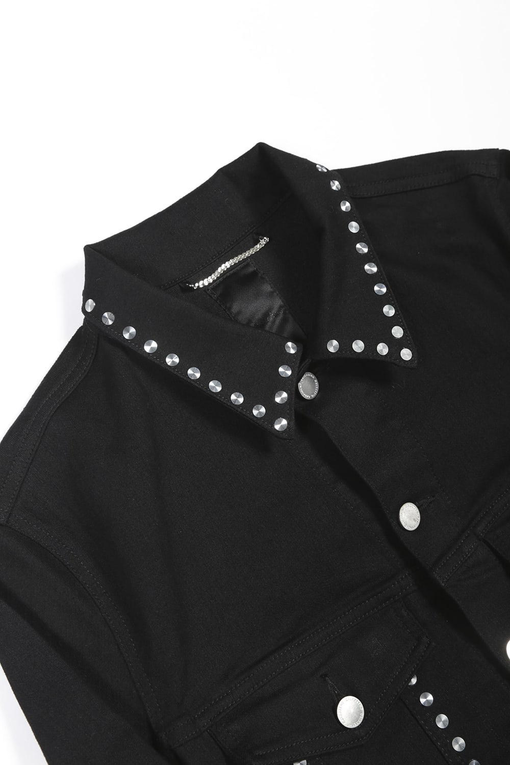 Studs Denim Jacket Black-Laser Metal