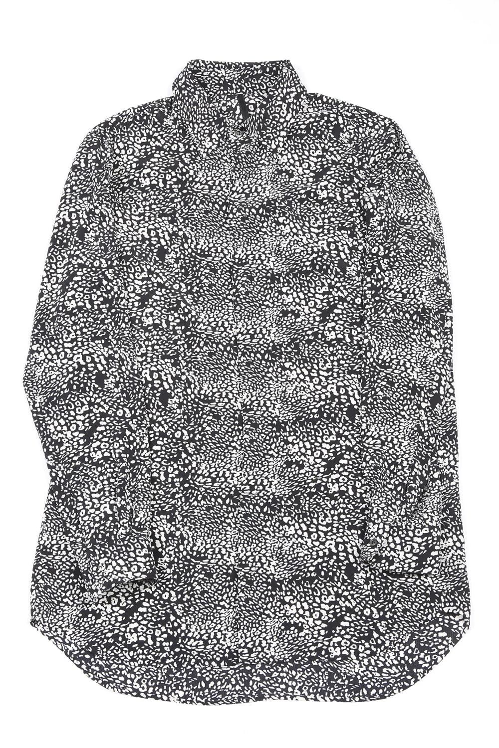 シフォンレオパードプリントシャツ ブラック オフホワイト