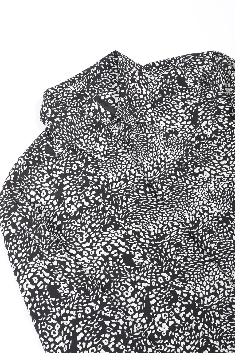 シフォンレオパードプリントシャツ ブラック オフホワイト