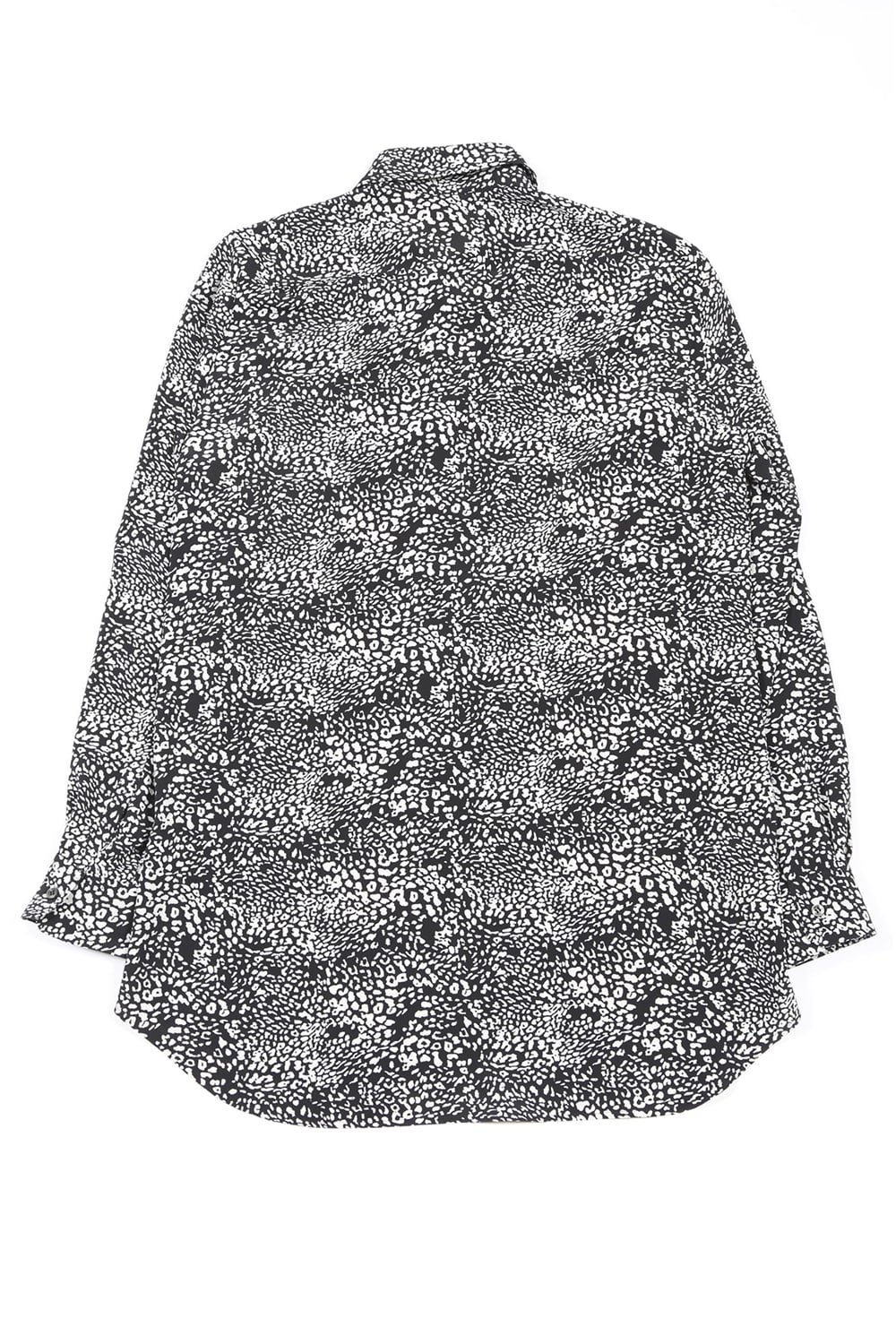 シフォンレオパードプリントシャツ ブラック オフホワイト