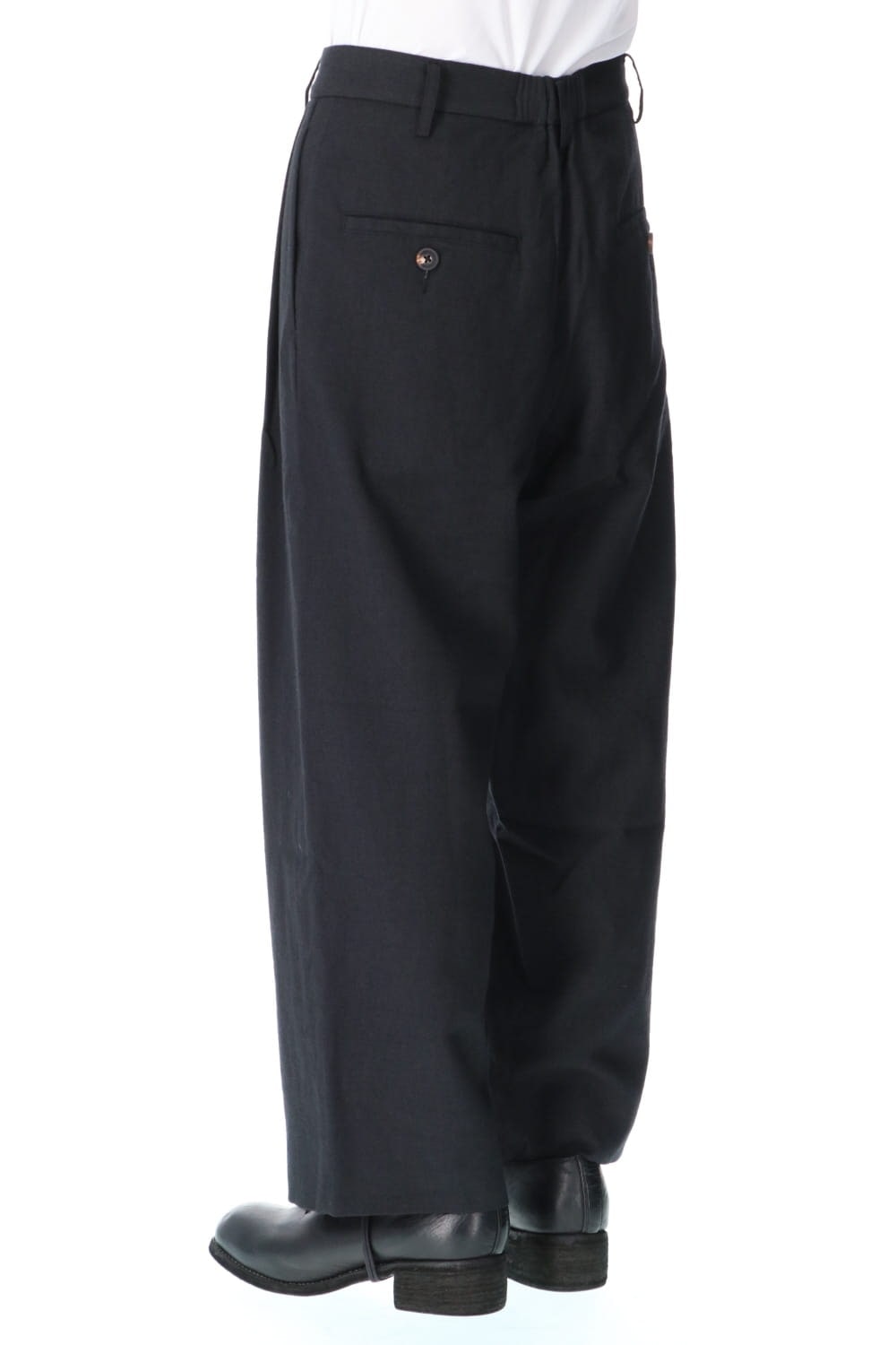 Wool Silk Tuck Wide Pants