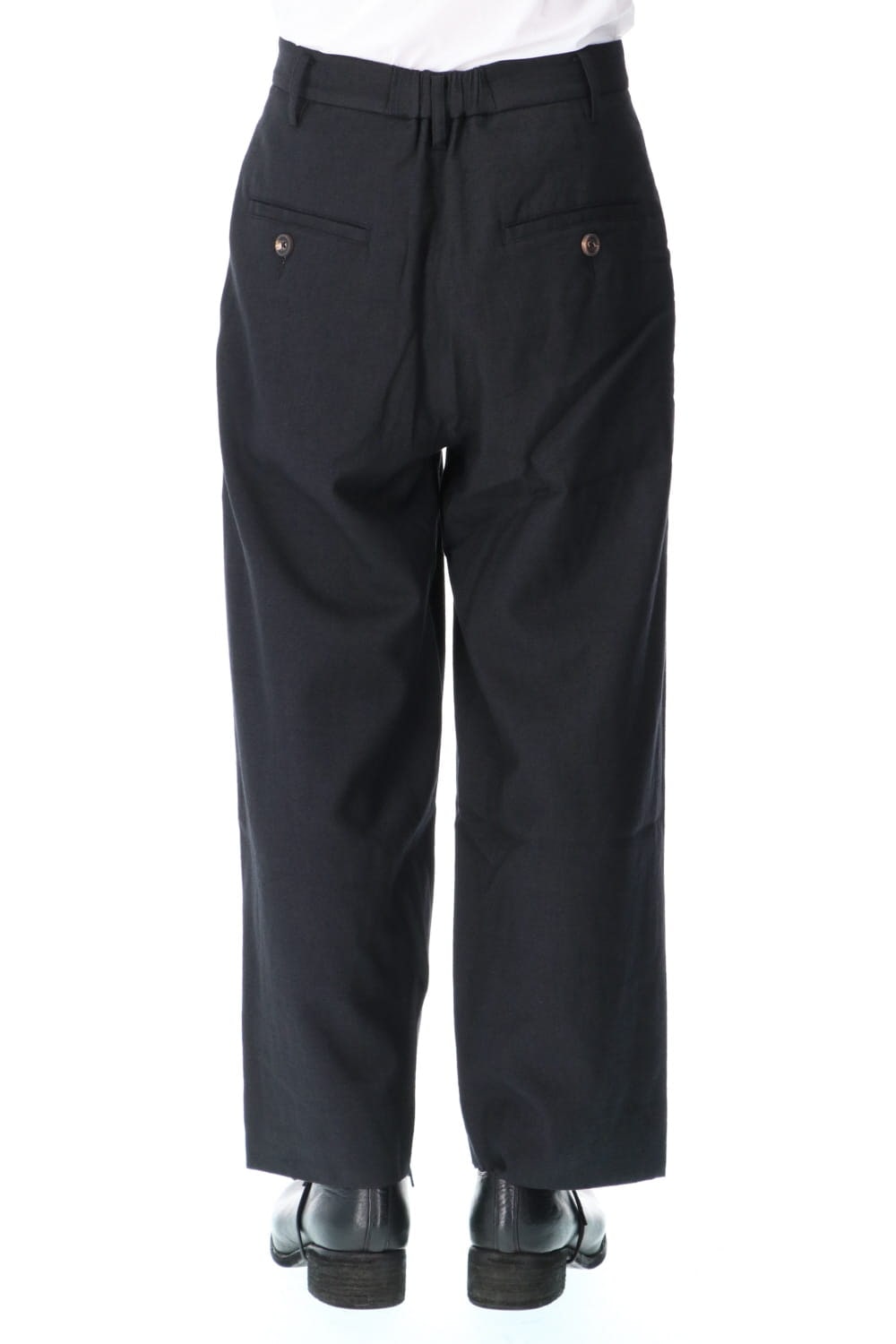 Wool Silk Tuck Wide Pants