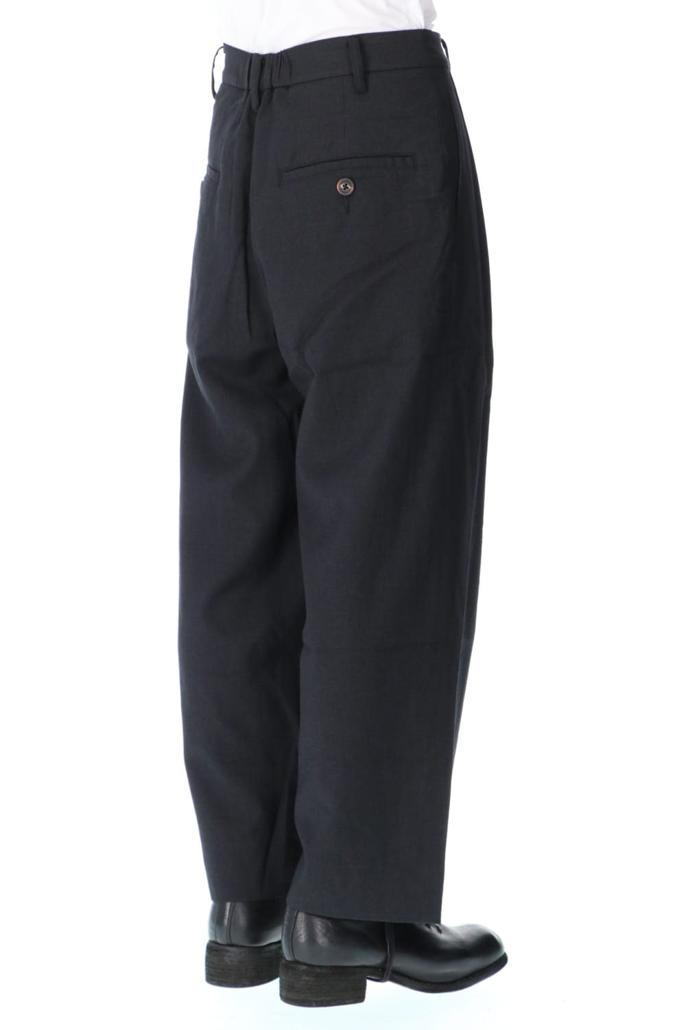 Wool Silk Tuck Wide Pants