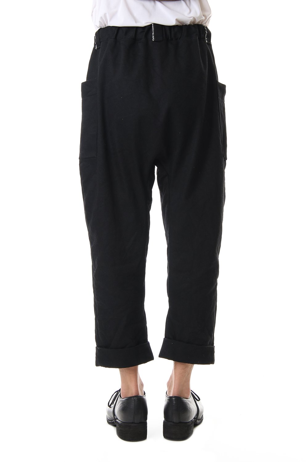 Cotton Drill Raised Back Cropped Pants Black