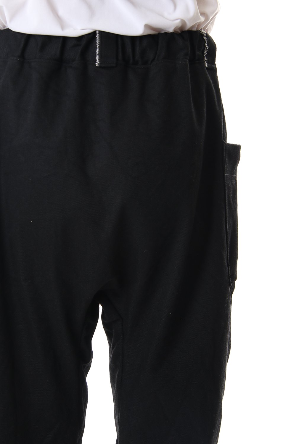 Cotton Drill Raised Back Cropped Pants Black