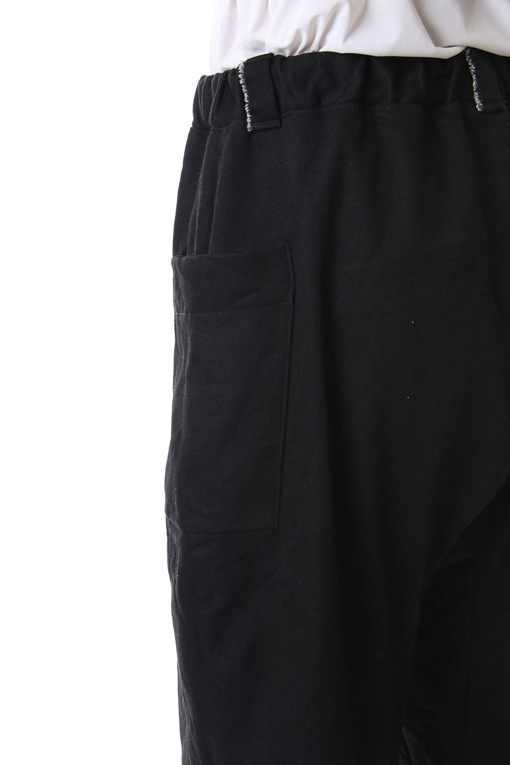 Cotton Drill Raised Back Cropped Pants Black