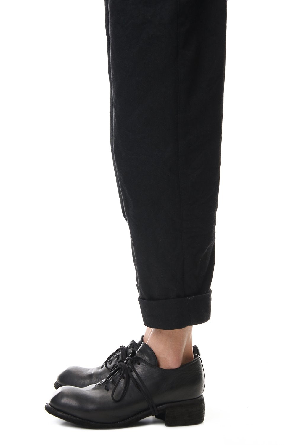 Cotton Drill Raised Back Cropped Pants Black