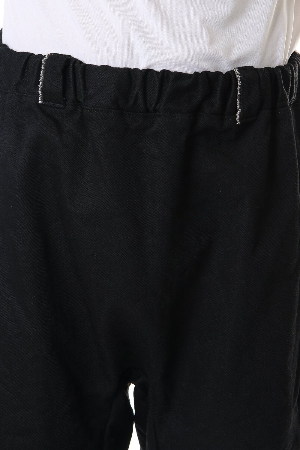 Cotton Drill Raised Back Cropped Pants Black