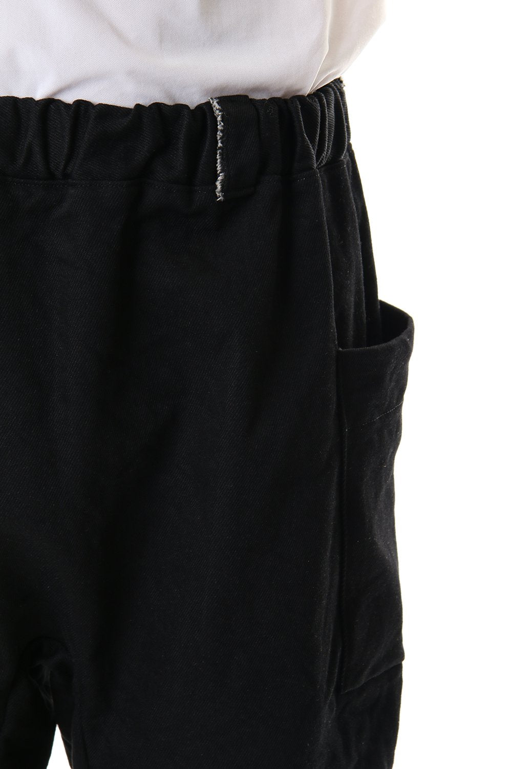 Cotton Drill Raised Back Cropped Pants Black