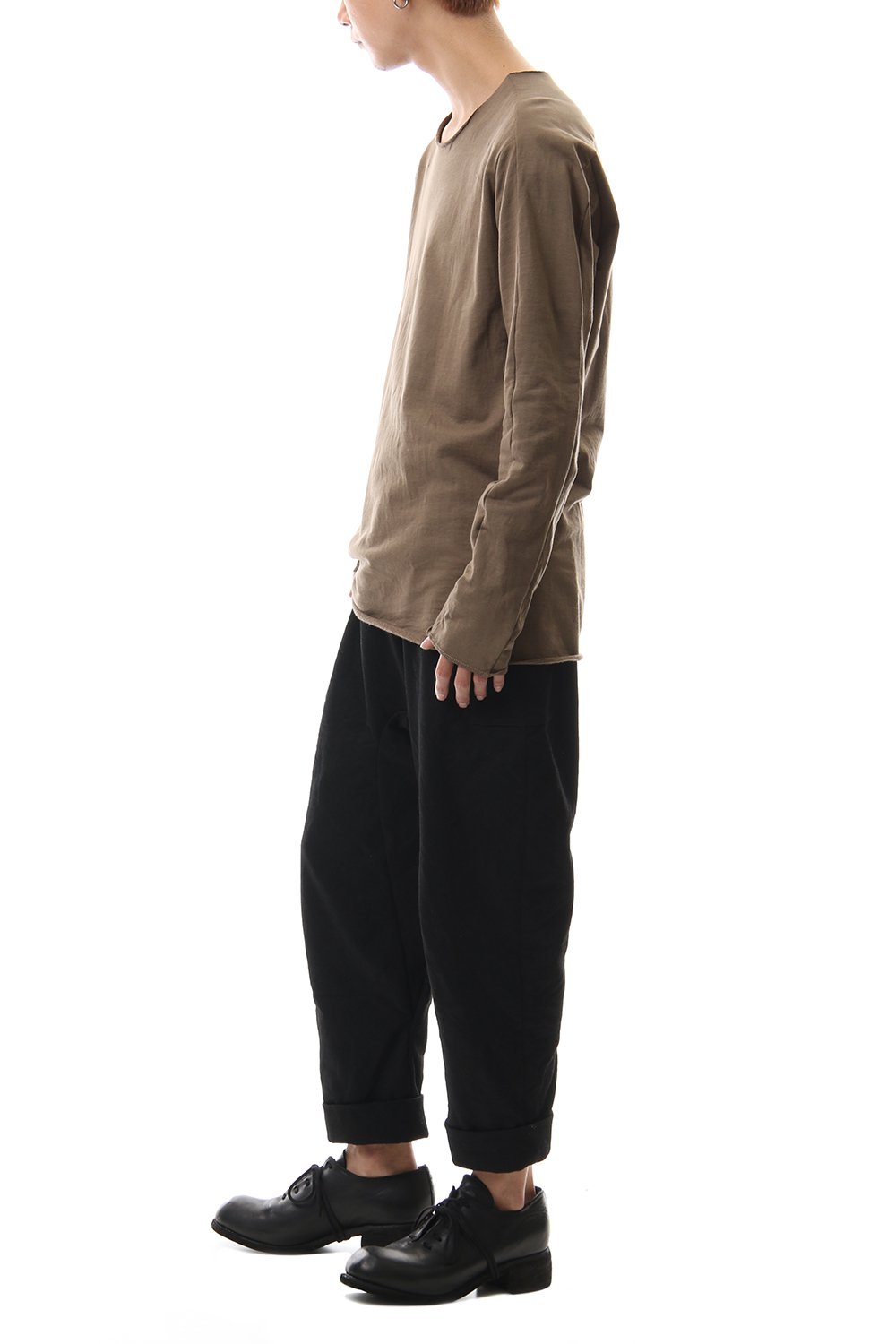 Cotton Drill Raised Back Cropped Pants Black