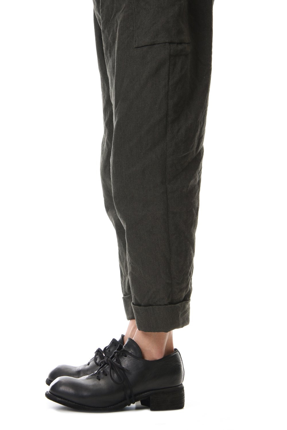 Cotton Drill Raised Back Cropped Pants Khaki