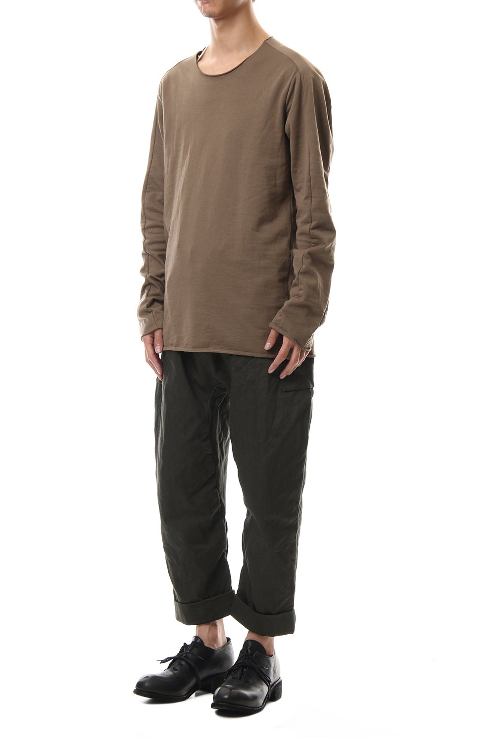 Cotton Drill Raised Back Cropped Pants Khaki