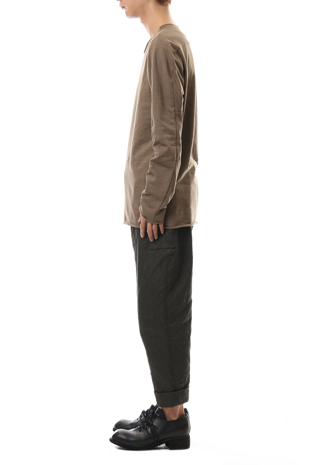 Cotton Drill Raised Back Cropped Pants Khaki