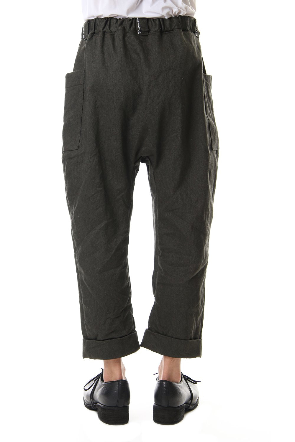 Cotton Drill Raised Back Cropped Pants Khaki