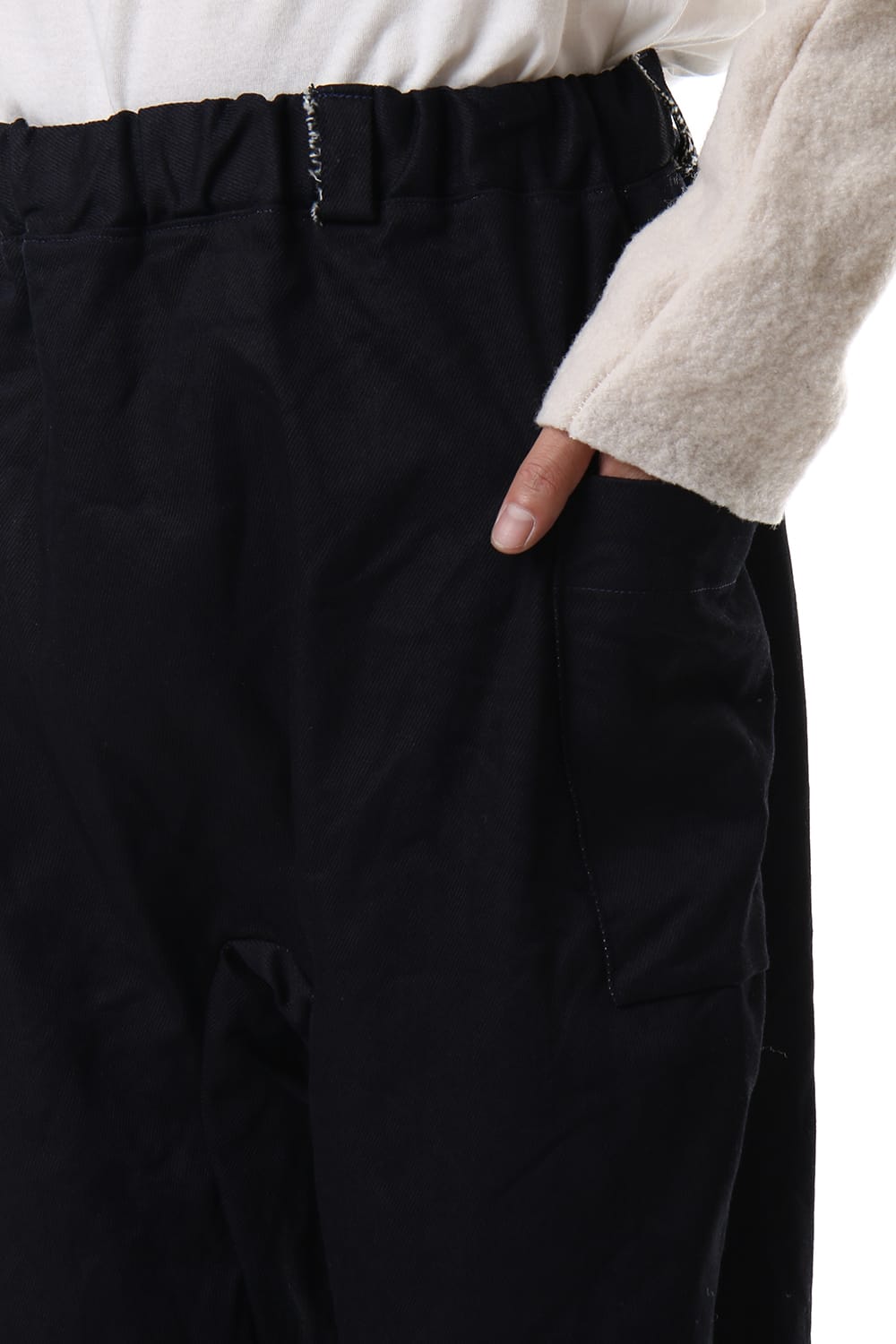 Cotton Drill Raised Back Cropped Pants Navy