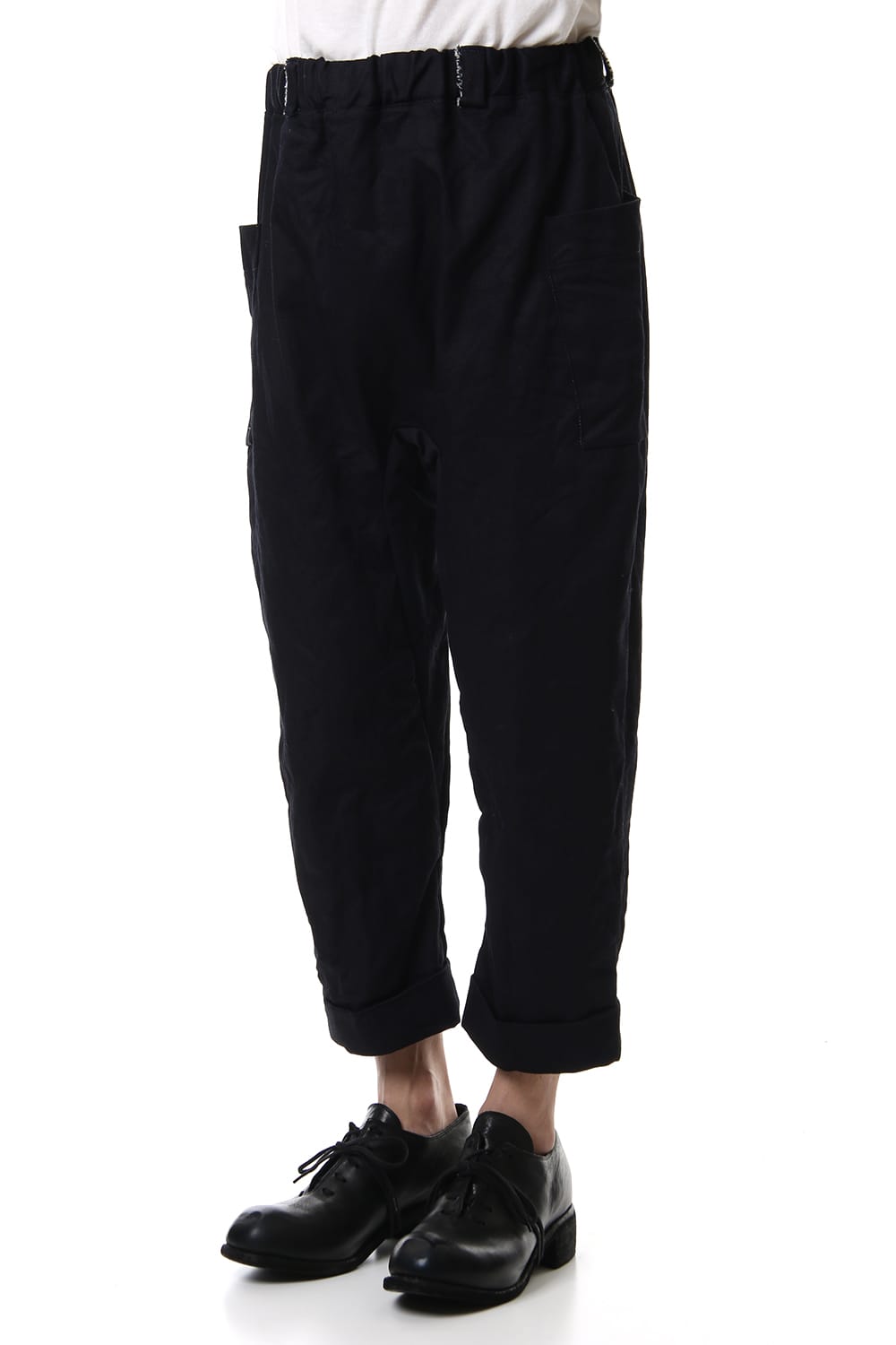 Cotton Drill Raised Back Cropped Pants Navy