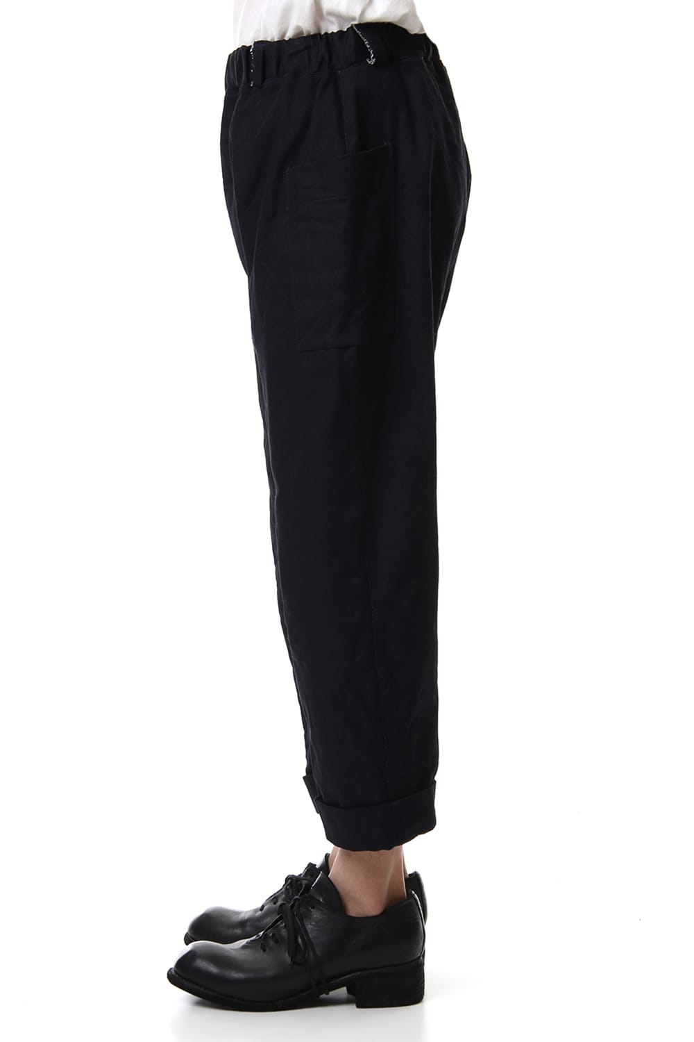 Cotton Drill Raised Back Cropped Pants Navy