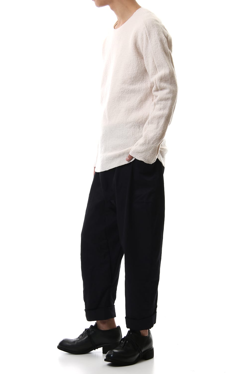 Cotton Drill Raised Back Cropped Pants Navy