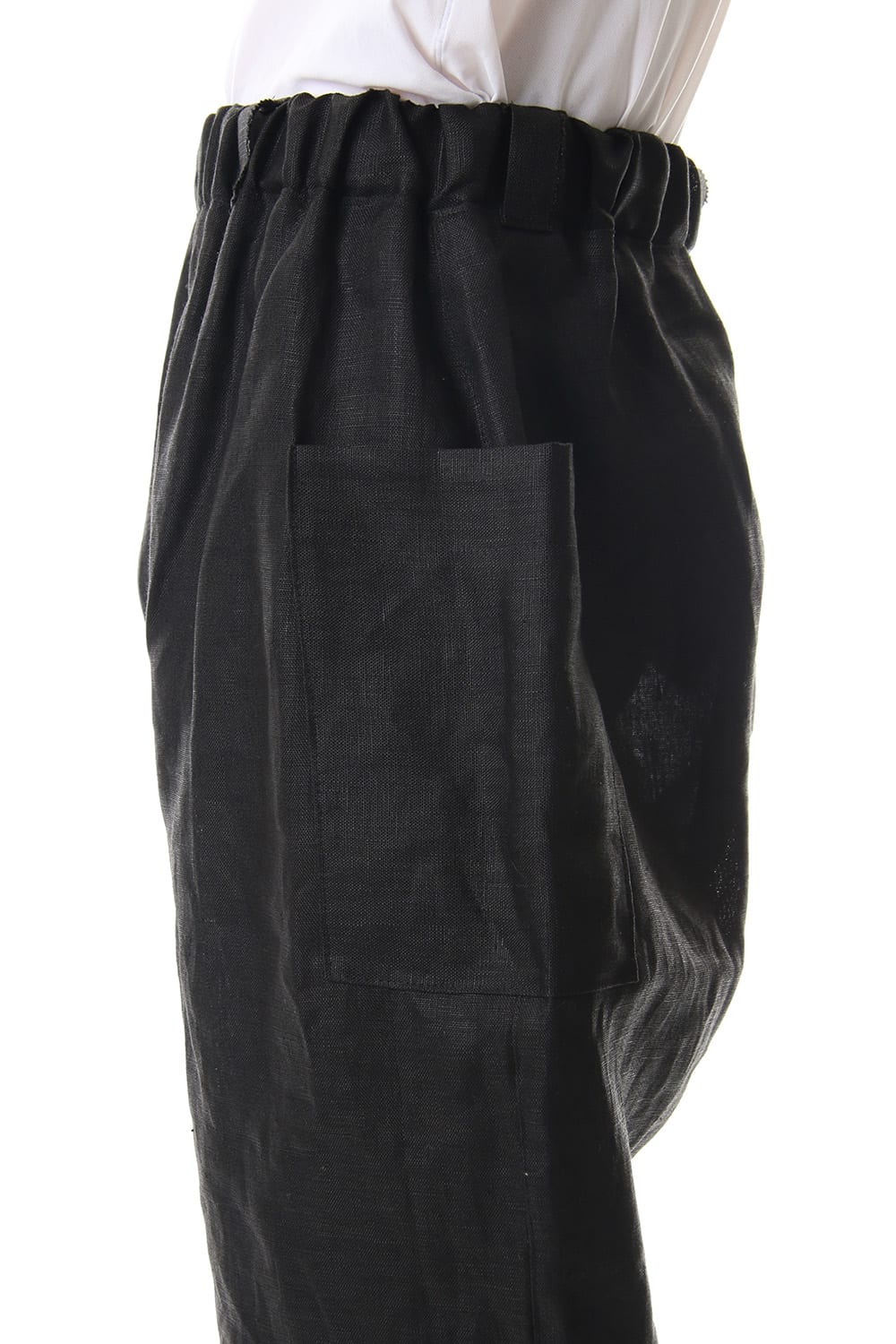 Linen Cropped Pants Black