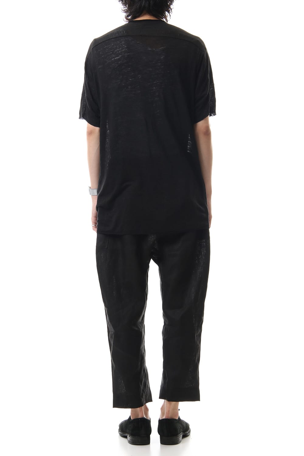 Linen Cropped Pants Black