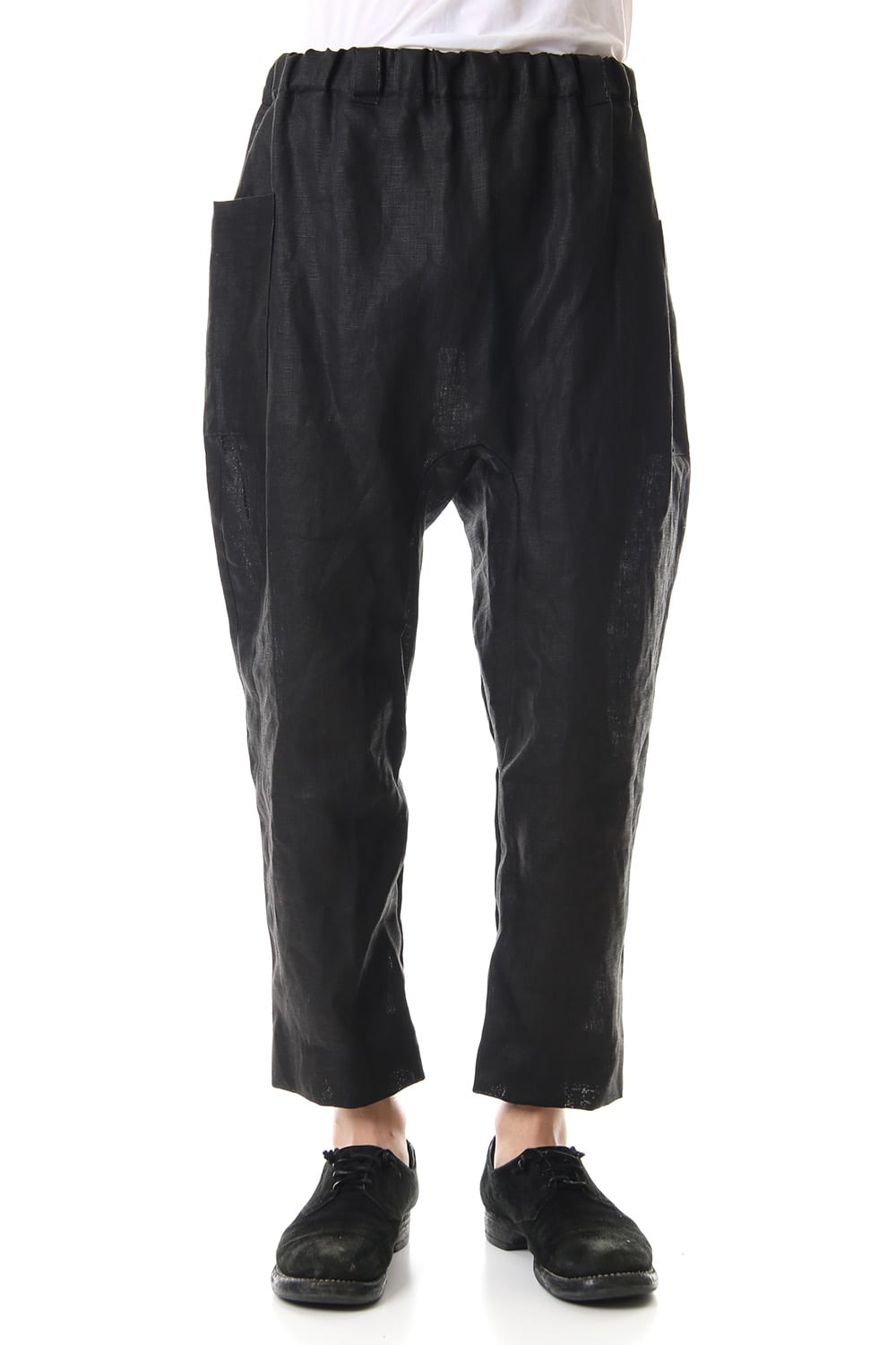 Linen Cropped Pants Black