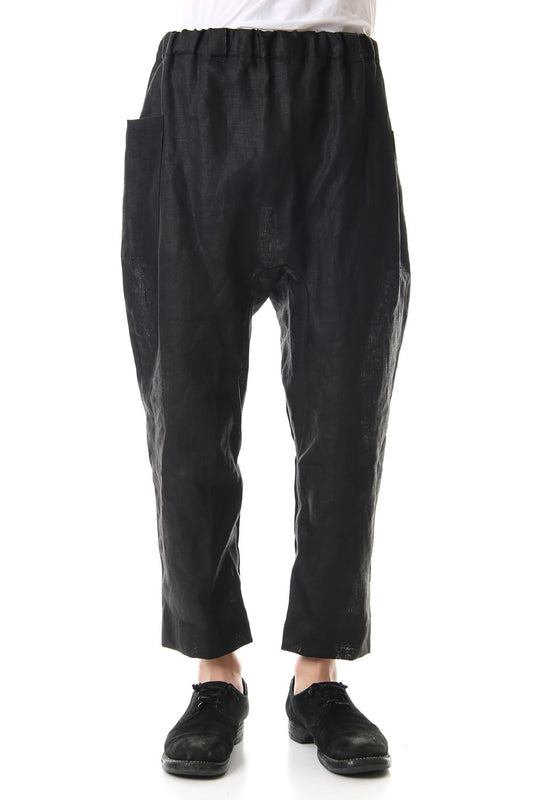 Linen Cropped Pants Black