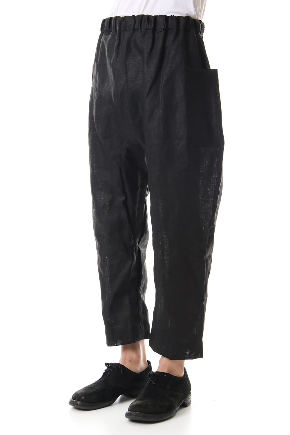 Linen Cropped Pants Black