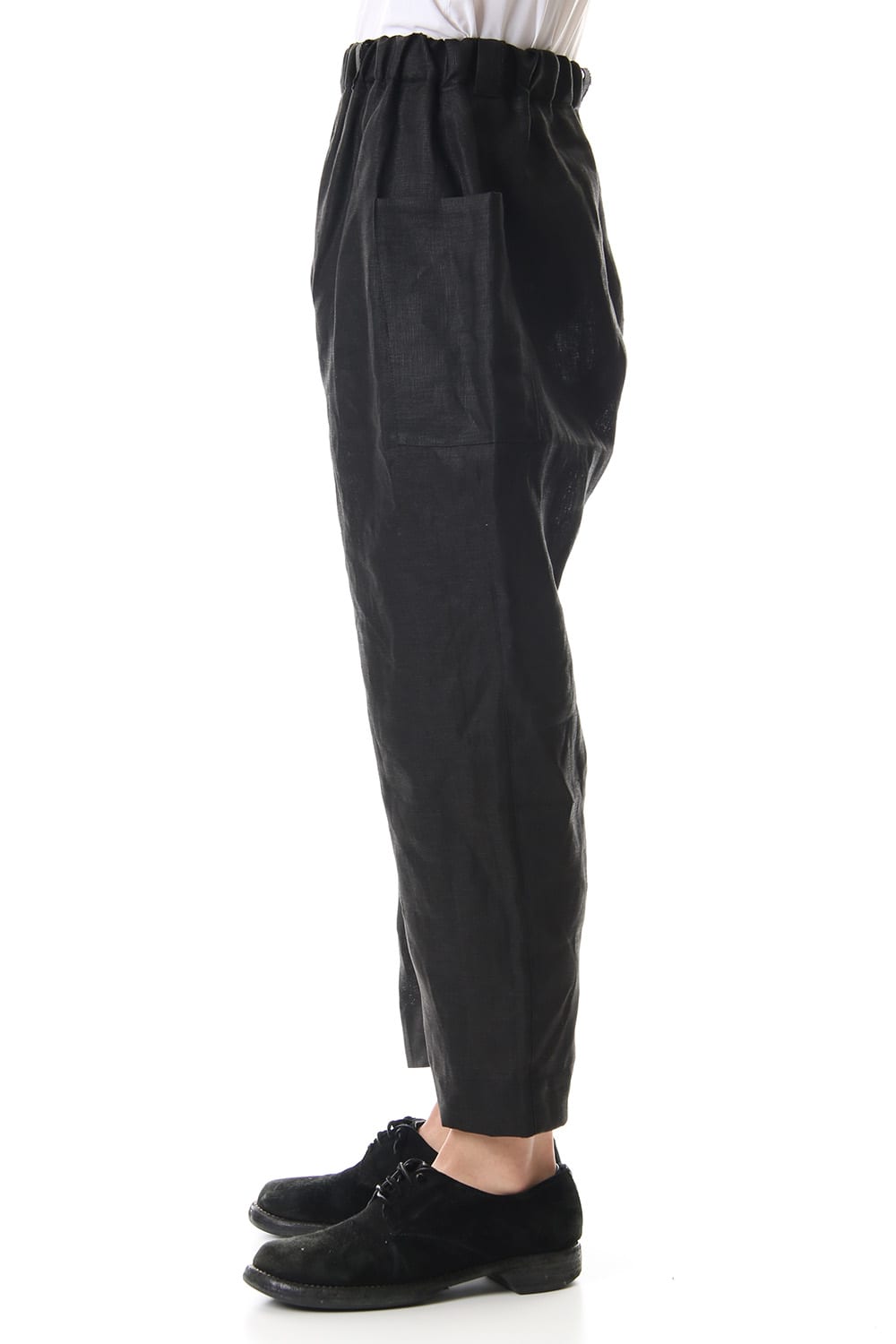 Linen Cropped Pants Black
