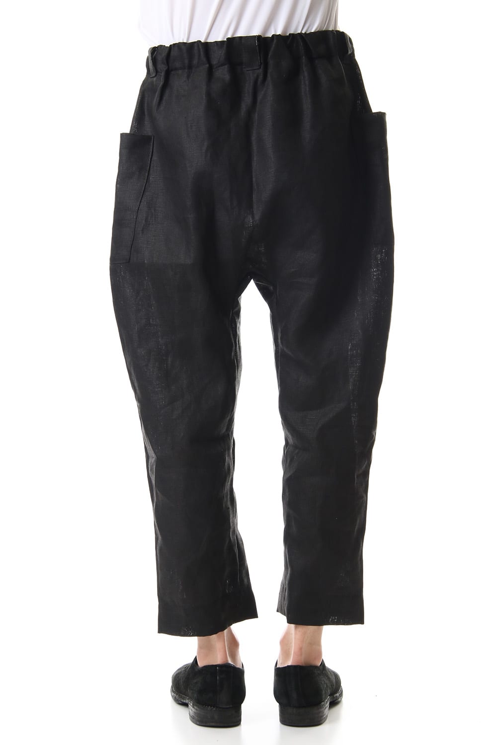 Linen Cropped Pants Black
