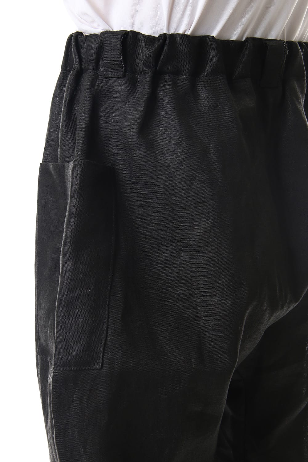 Linen Cropped Pants Black