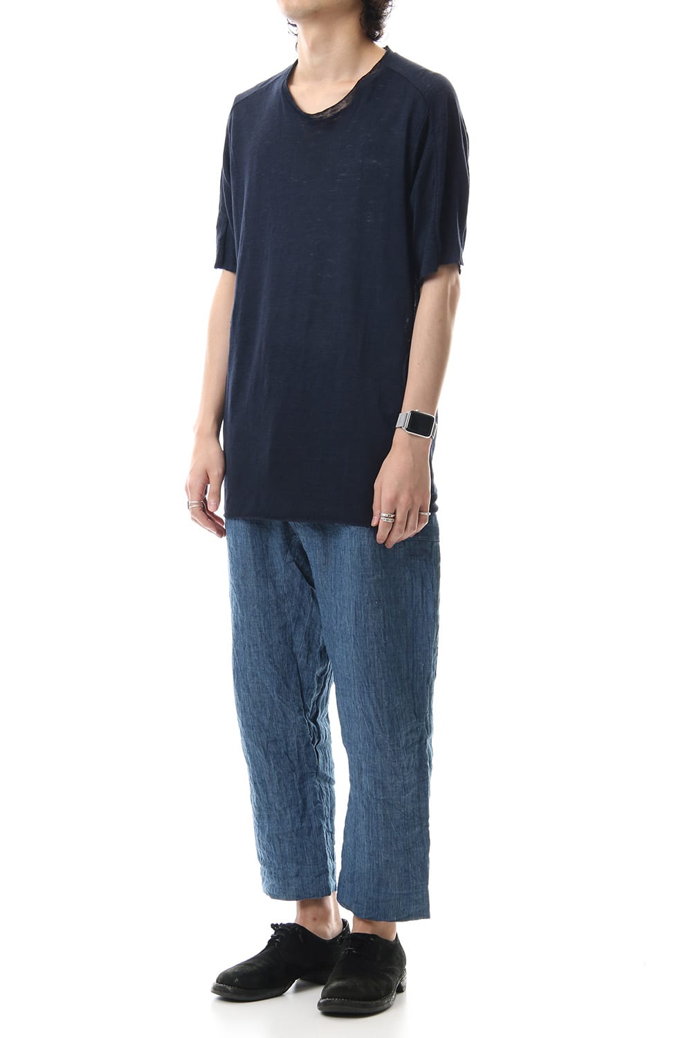 Linen Cropped Pants Indigo