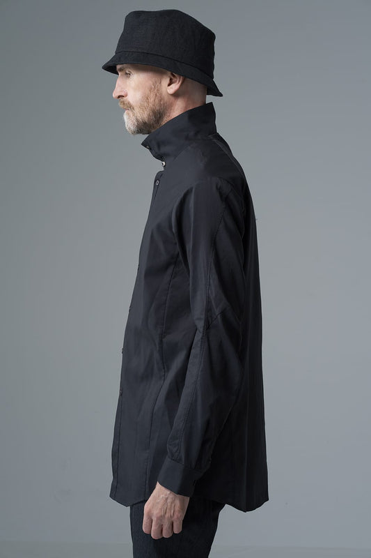 Hight neck shirt 200/2 cotton double weave  Black